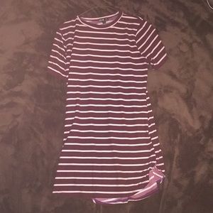 Horizontal stripped burgundy dress